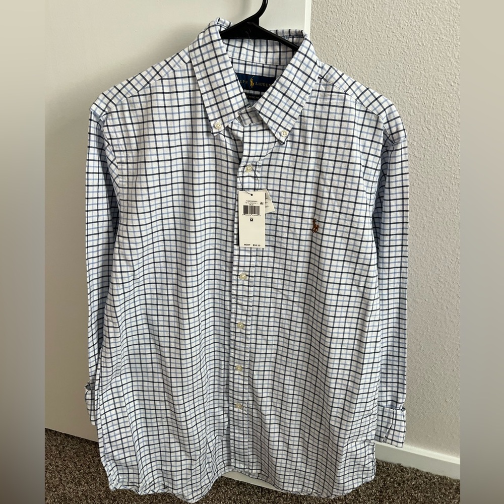 New Polo Ralph Lauren Classic Blue plaid button down
